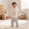N34609:  Baby Unisex Bear Hooded Plush Fleece Top & Jog Pant Set (6-24 Months)